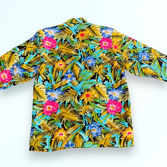 Vintage Adolfo International Oversized Linen Tropical Print Blazer SZ L - Picture 2 of 11